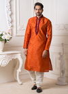 Orange Colour Fancy Latest Designer Party And Function Wear Traditional Mysore Silk Kurta Churidar Pajama Redymade Collection Swaroop-1-10